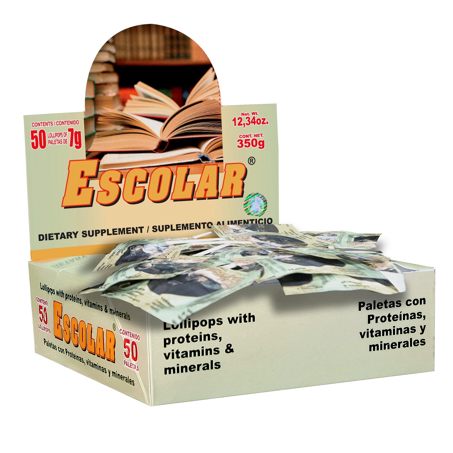 Paletas ESCOLAR ® proteinas, vitaminas y minerales caja 50pz