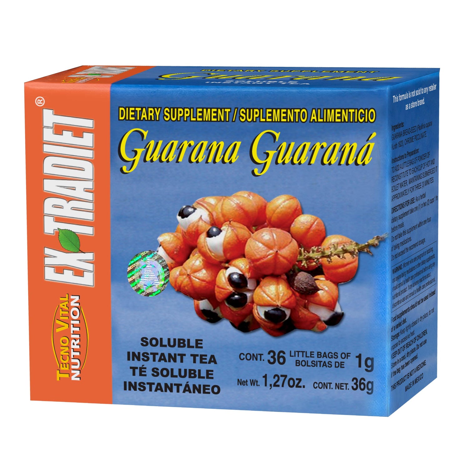 Té granulado EXTRADIET® semillas de guaraná caja 36 sbrs