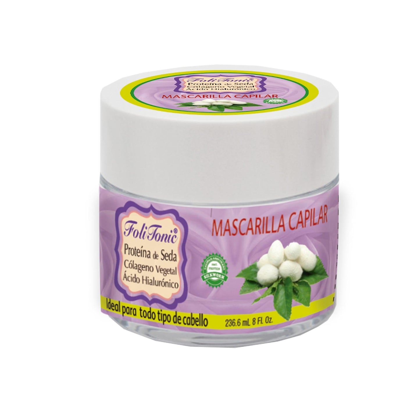 Mascarilla capilar FOLITONIC ® proteína de seda, colágeno vegetal y ácido hialurónico tarro 236.6ml