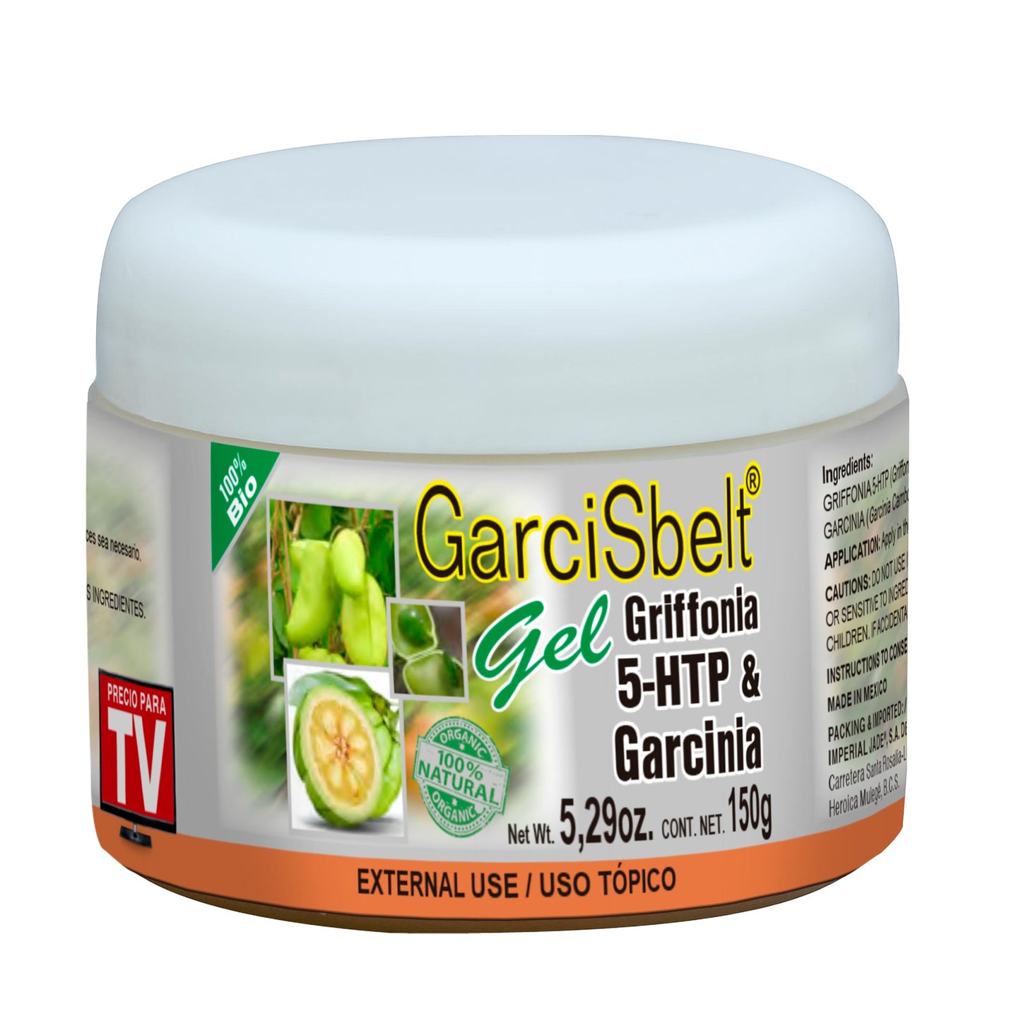 Gel corporal GARCISBELT ® griffonía, 5htp y garcinia tarro 150g
