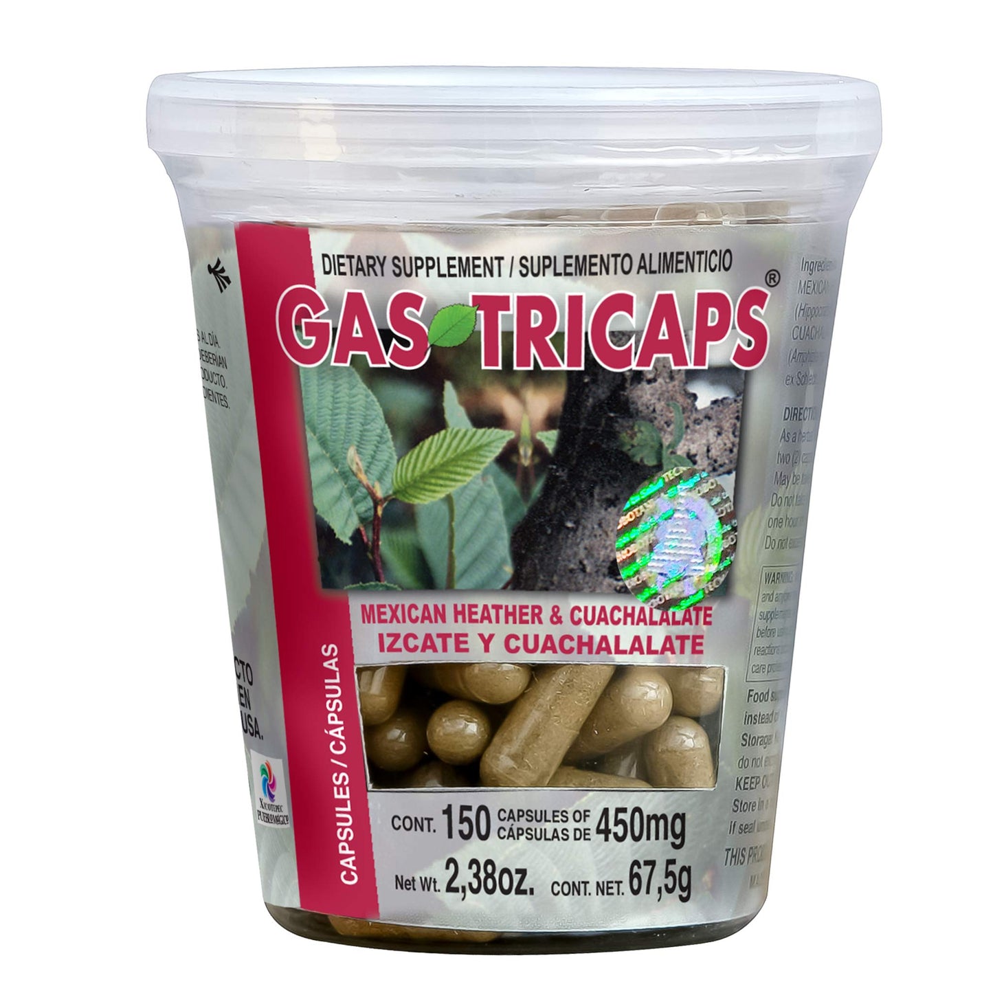 Cápsulas GASTRICAPS ® ráiz de izcate y cuachalalate frasco 150