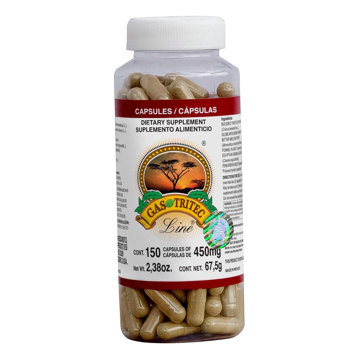 Cápsulas GASTRITEC LINE ® cardo santo y alcachofa frasco 150