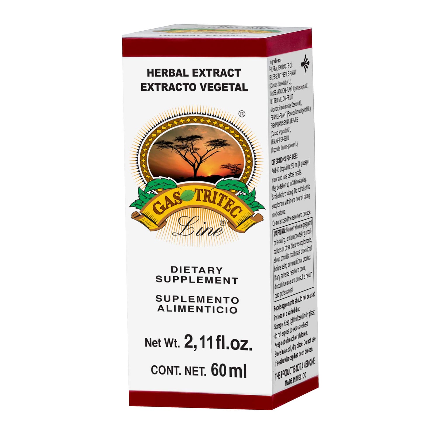 Extracto vegetal GASTRITEC LINE ® cardo santo y alcachofa caja frasco gotero 60ml