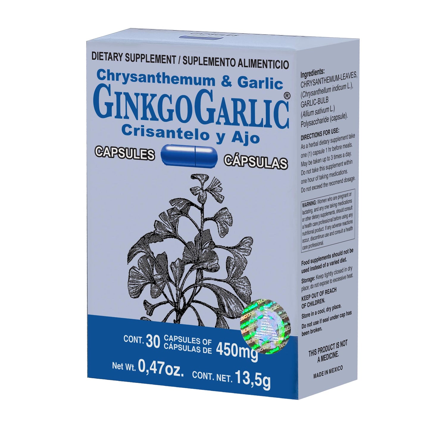 Cápsulas GINKGOGARLIC ® crisantelo con ajo caja blister 30