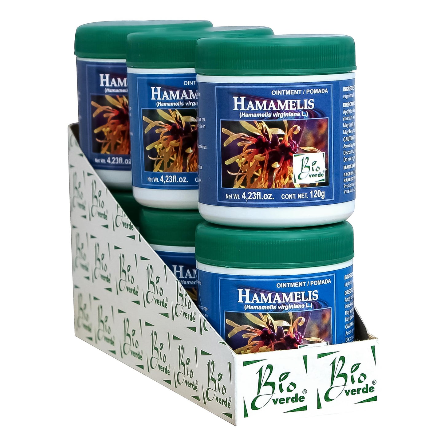 Pomada BIOVERDE ® hojas de hamamelis 6 tarros de 120g