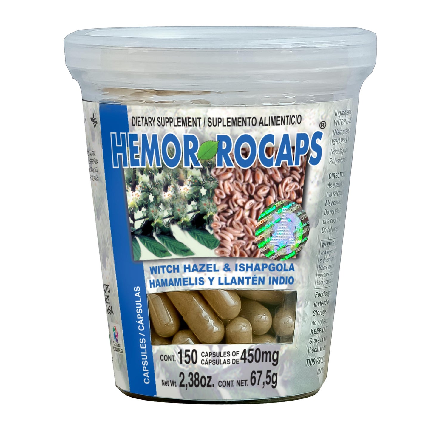 Cápsulas HEMORROCAPS ® hamamelis y llantén indio frasco 150