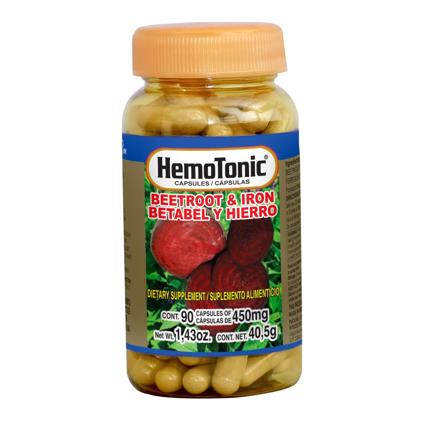 Cápsulas HEMOTONIC ® betabel con hierro frasco 90