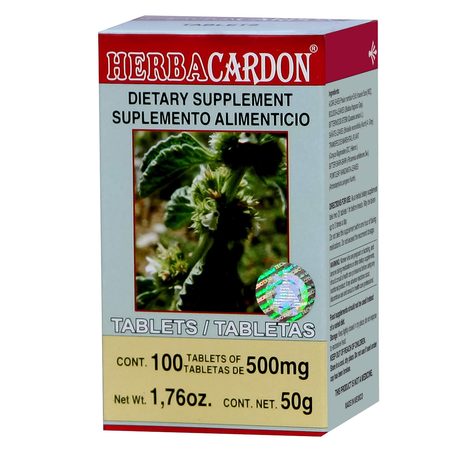 Tabletas HERBACARDON ® alcachofa compuesta caja frasco 100