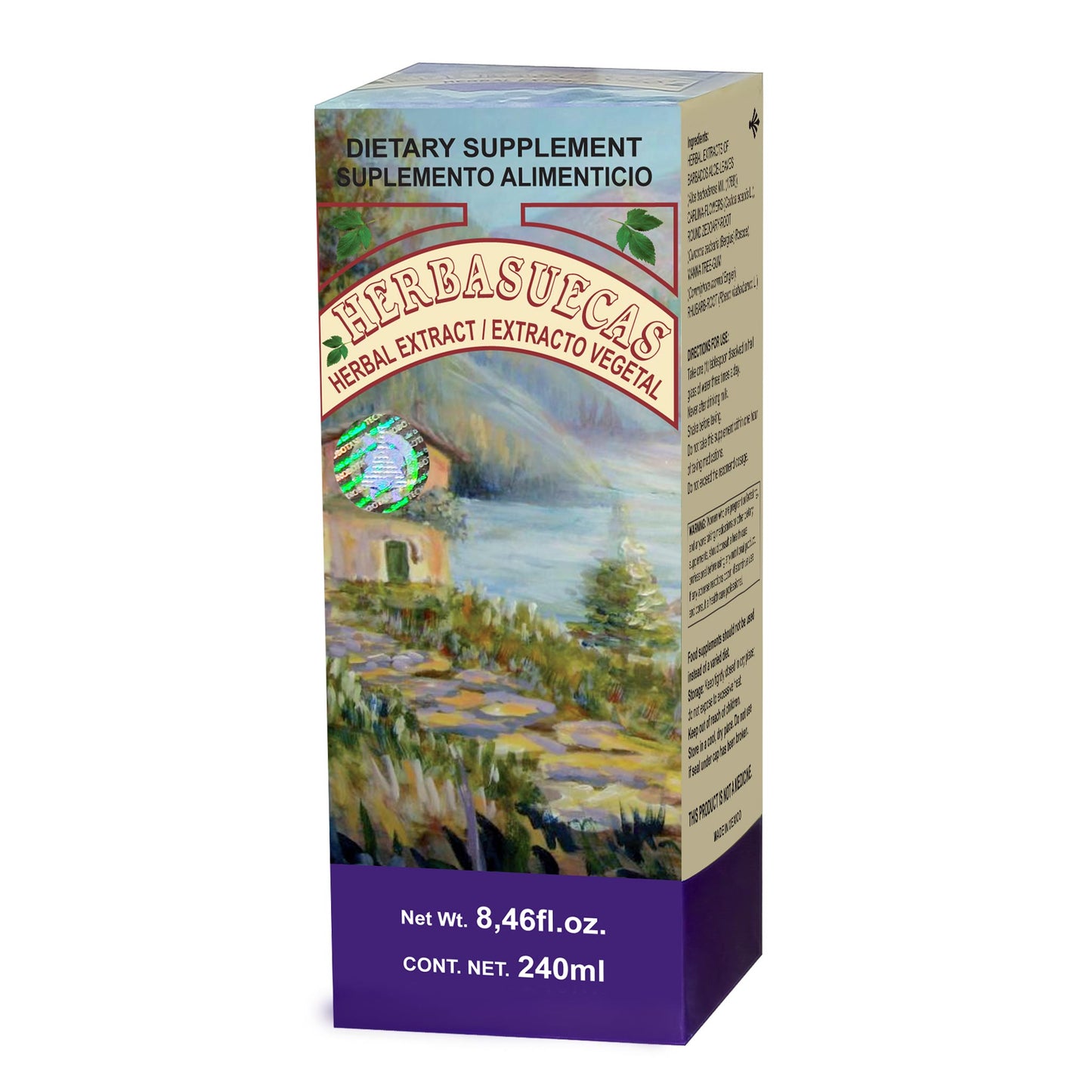 Extracto vegetal HERBASUECAS ® hojas de sábila y raíz de rapóntico caja frasco 240ml