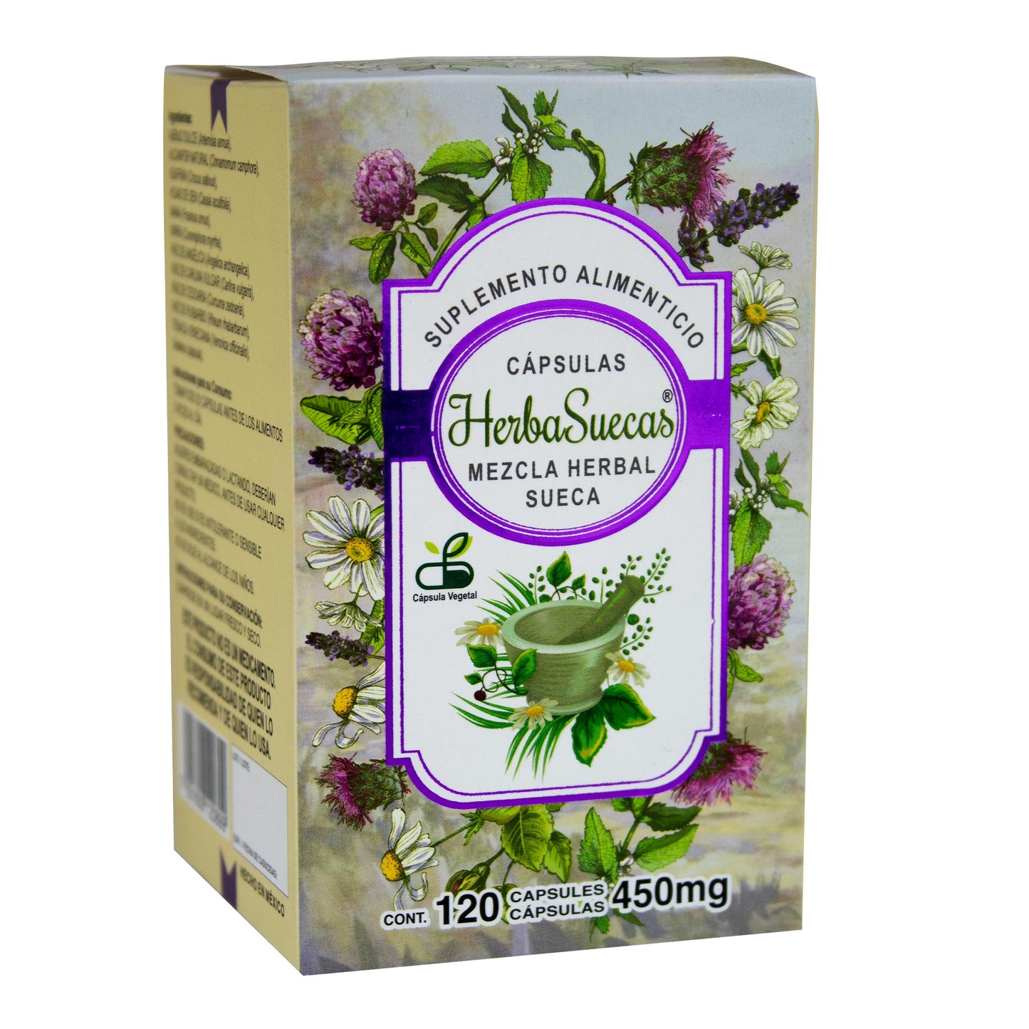 Cápsulas HERBASUECAS ® mezcla herbal sueca caja frasco 120