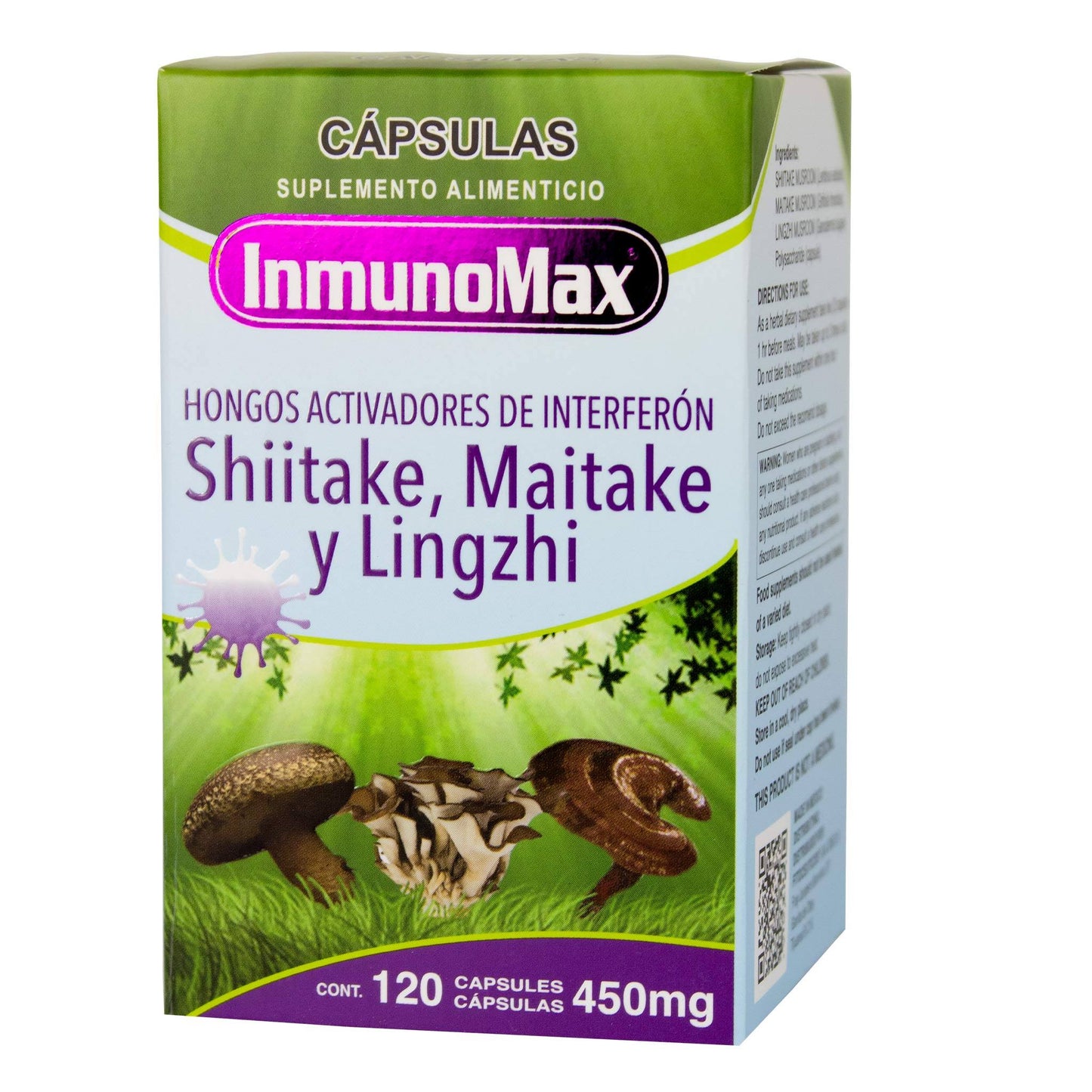 Cápsulas INMUNOMAX ® hongo shiitake, maitake y lingzhi caja frasco 120