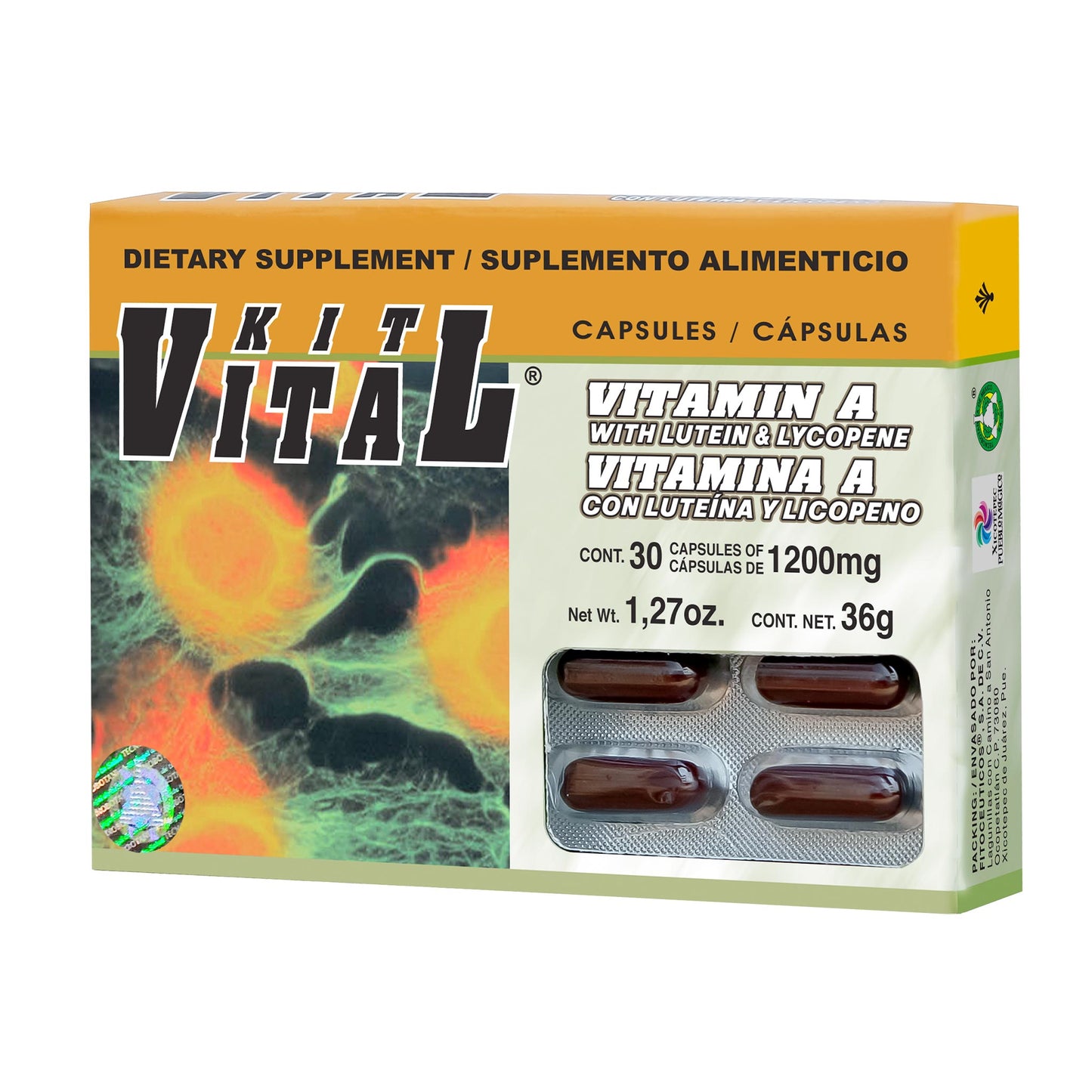 Cápsulas KITVITAL ® vitamina A, luteína y licopeno caja blister 30u