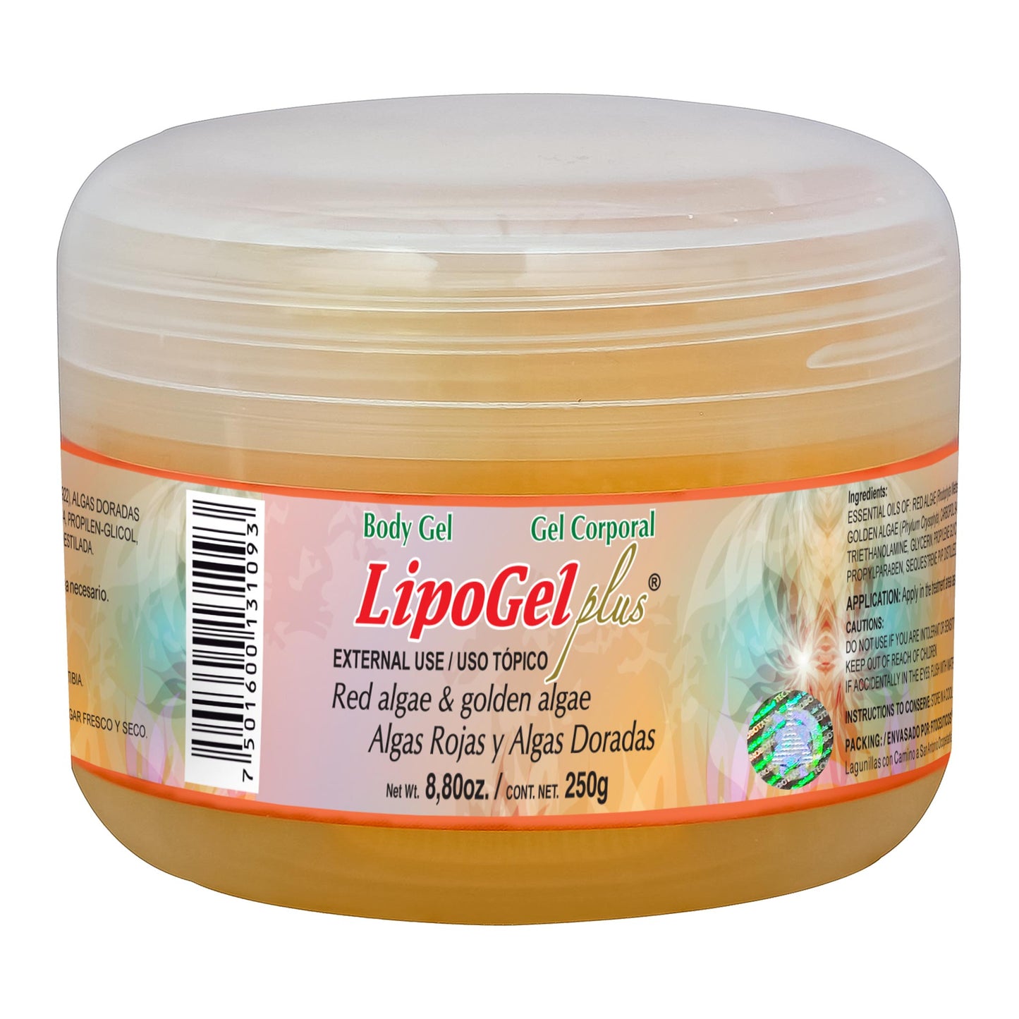 Gel corporal LIPOGEL PLUS ® algas rojas y algas doradas tarro 250g