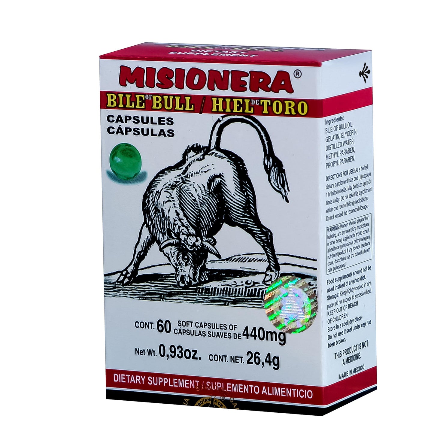 Cápsulas MISIONERA ® hiel de toro caja blister 60