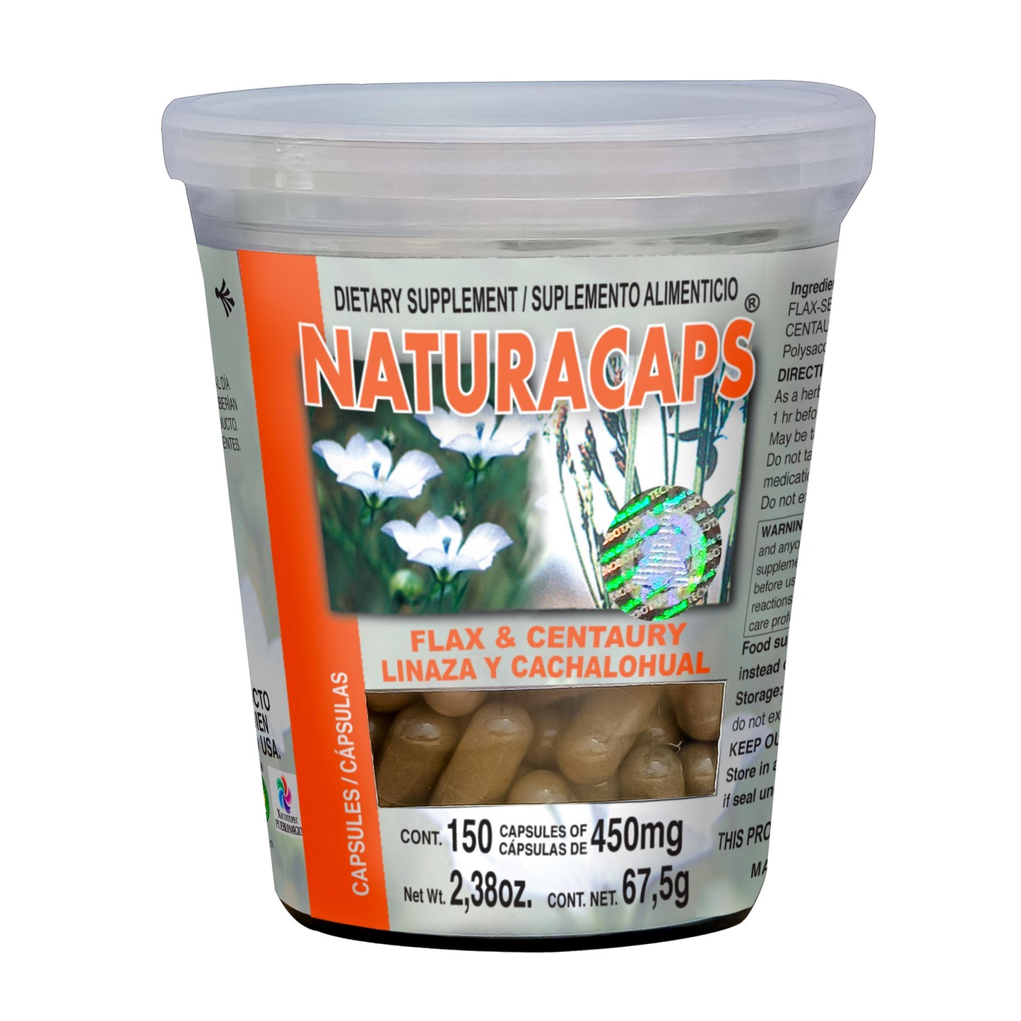 Cápsulas NATURACAPS ® linaza y cachalohual frasco 150