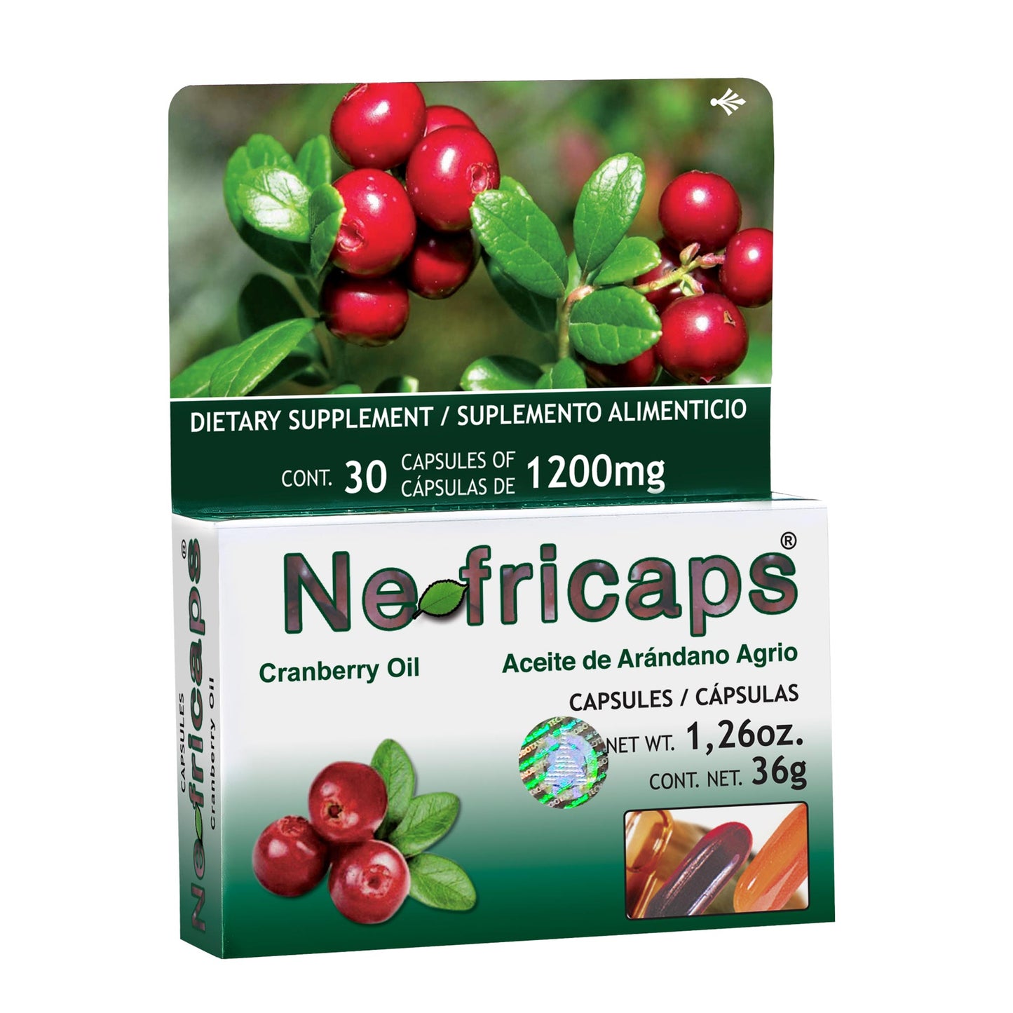 Cápsulas NEFRICAPS ® aceite de arándano agrio caja blister 30