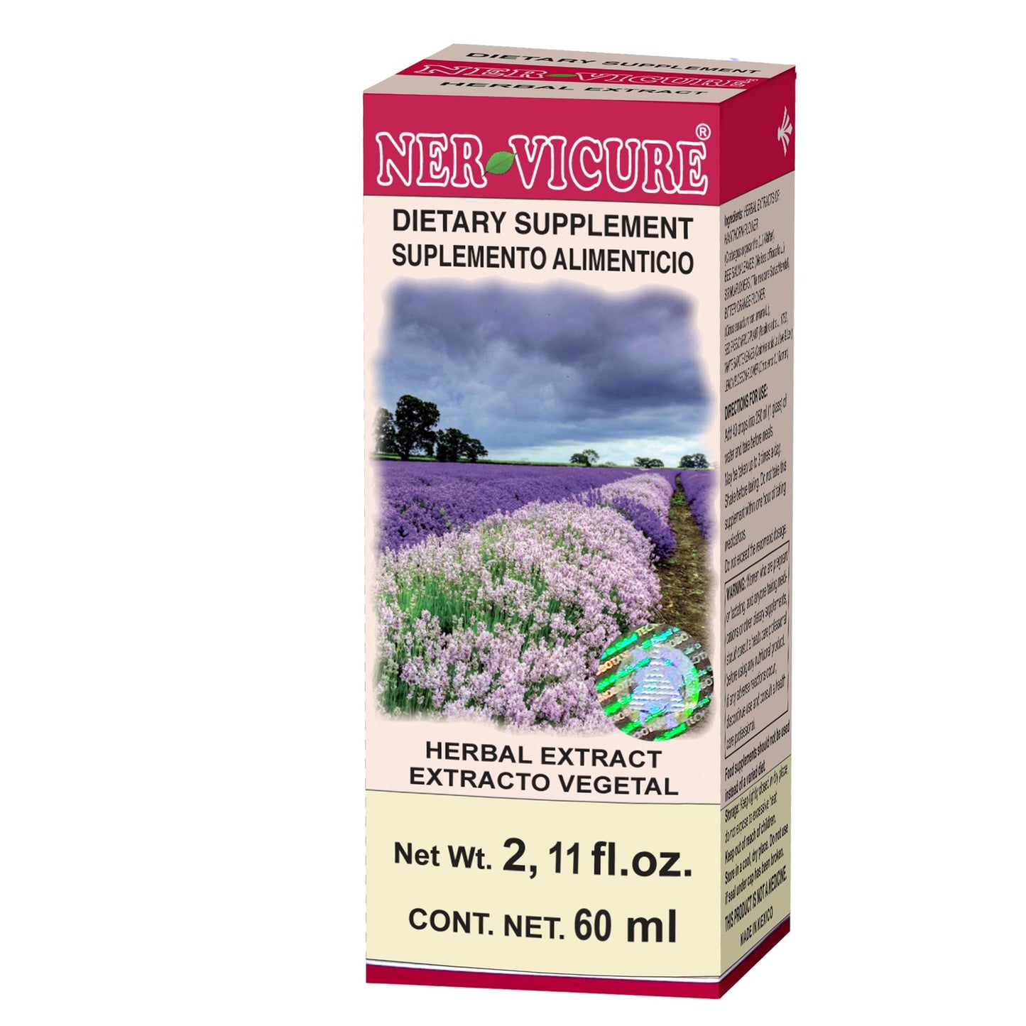 Extracto vegetal NERVICURE ® espino albar, toronjil, tila de bolita caja frasco gotero 60ml