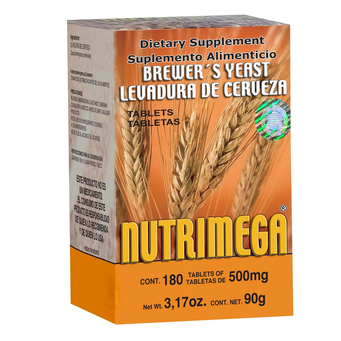 Tabletas NUTRIMEGA ® levadura de cerveza caja frasco 180
