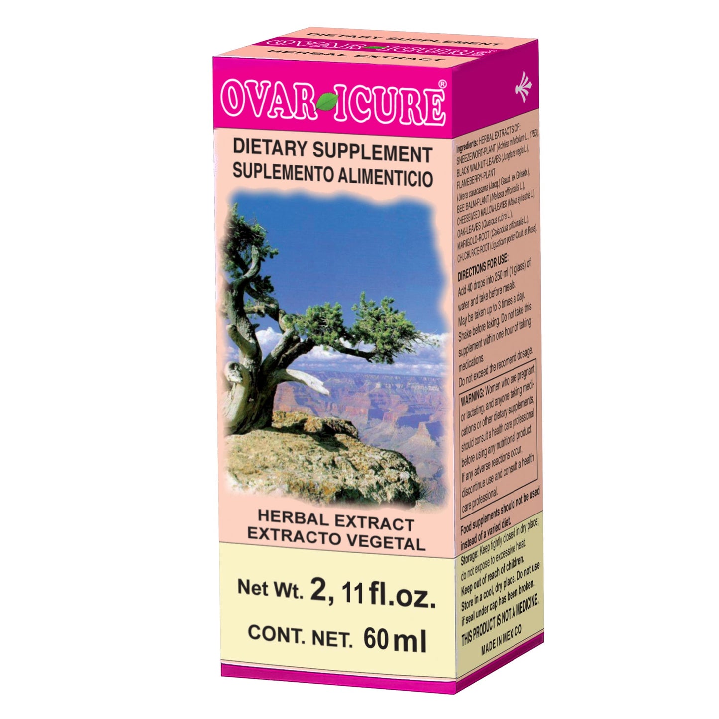 Extracto vegetal OVARICURE ® milenrama compuesta caja frasco gotero 60ml