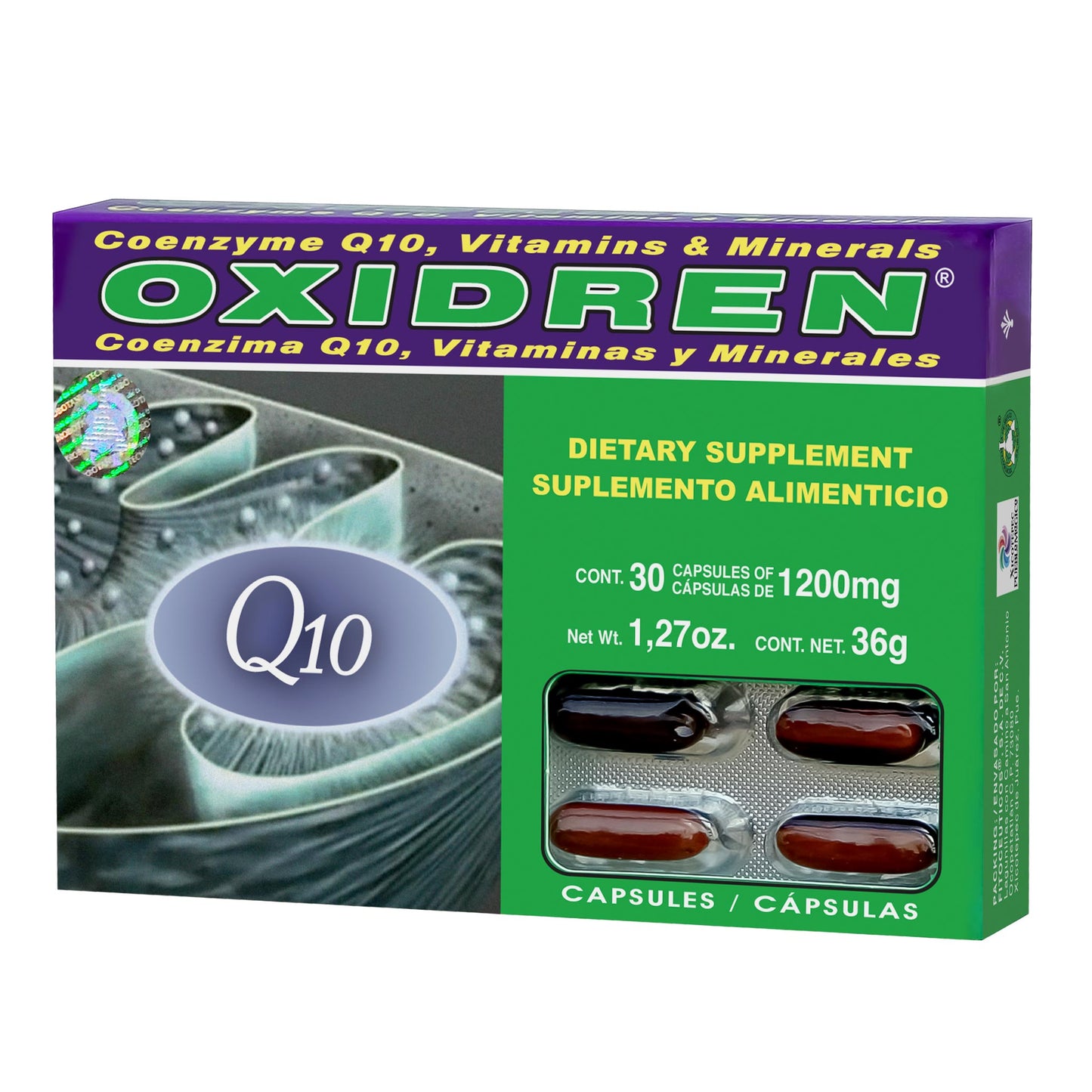 Cápsulas OXIDREN ® coenzima Q10, vitaminas y minerales caja blister 30