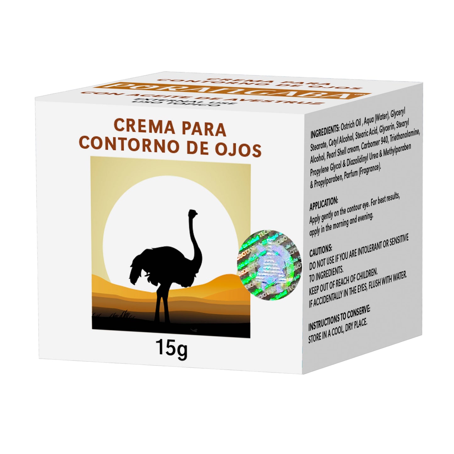 Crema contorno de ojos PORANGABA ® aceite de avestruz tarro 15g