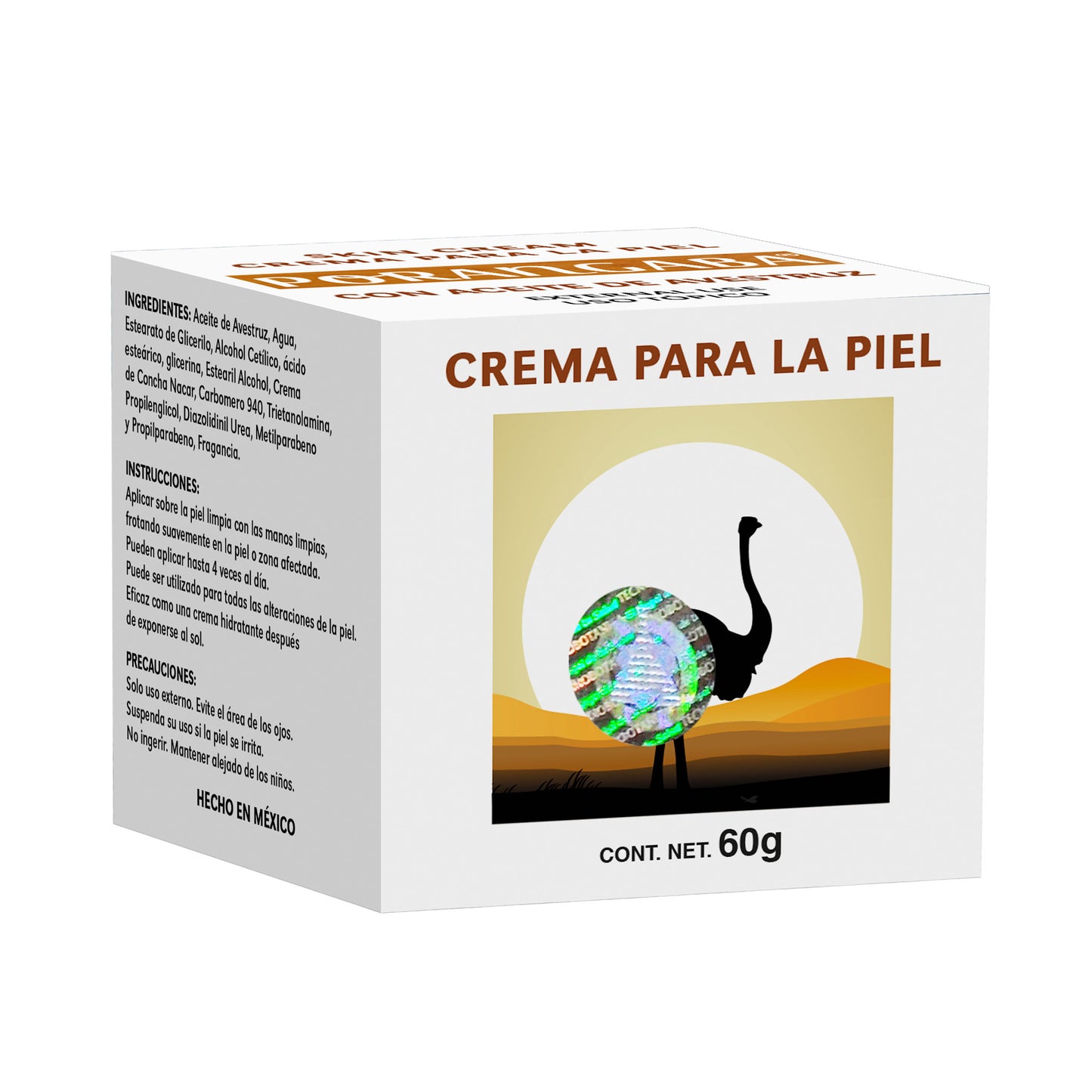 Crema facial PORANGABA ® aceite de avestruz tarro 60g