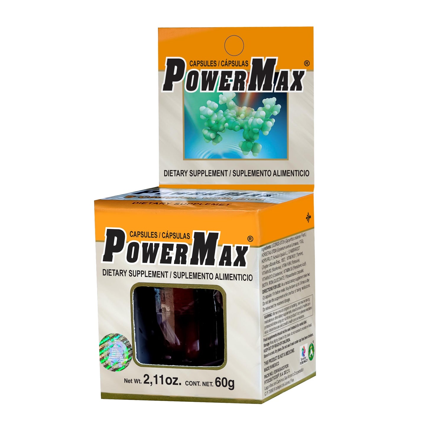 Cápsulas POWERMAX ® complejo B con hierro caja frasco 50