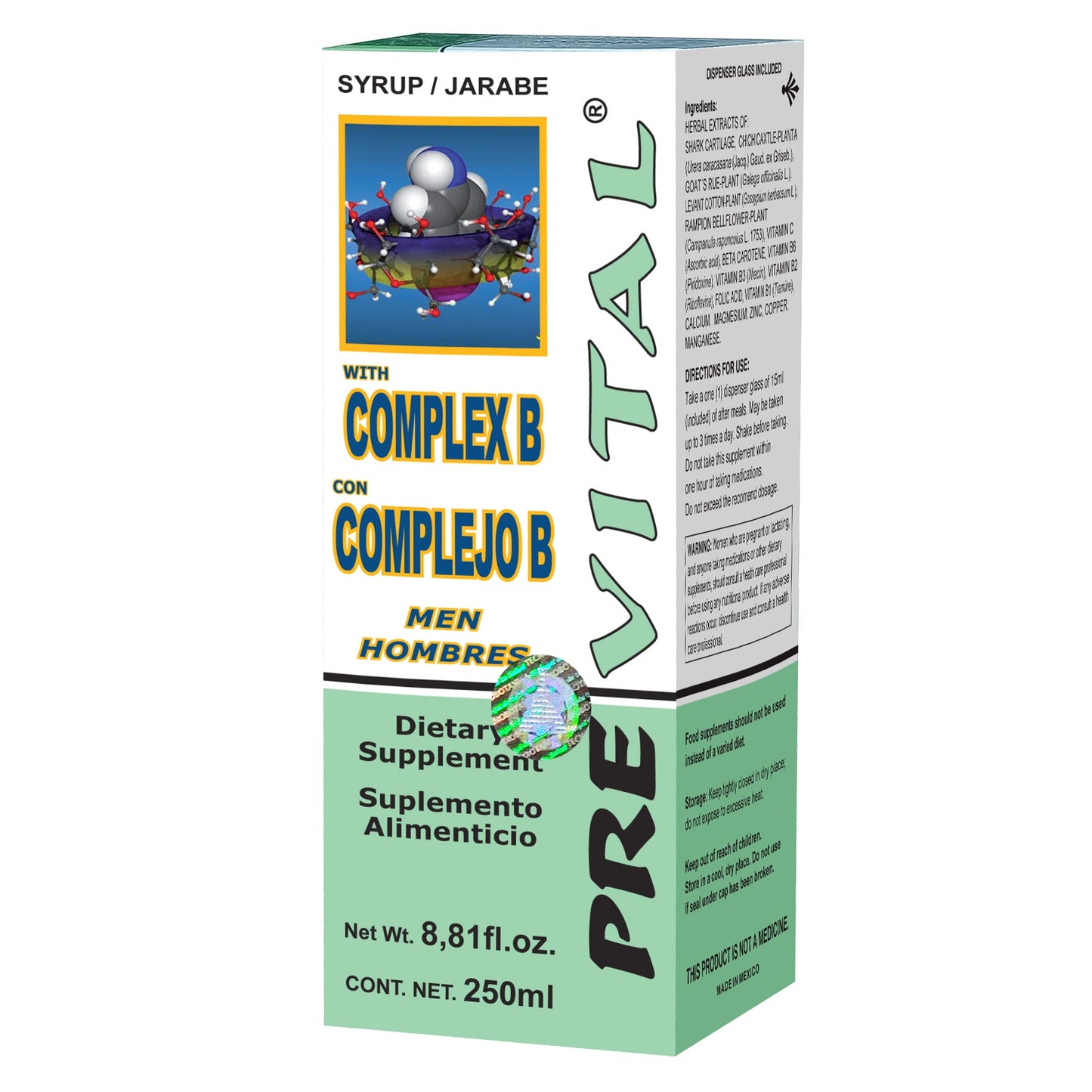 Jarabe PREVITAL ® HOMBRES complejo B caja frasco 250ml