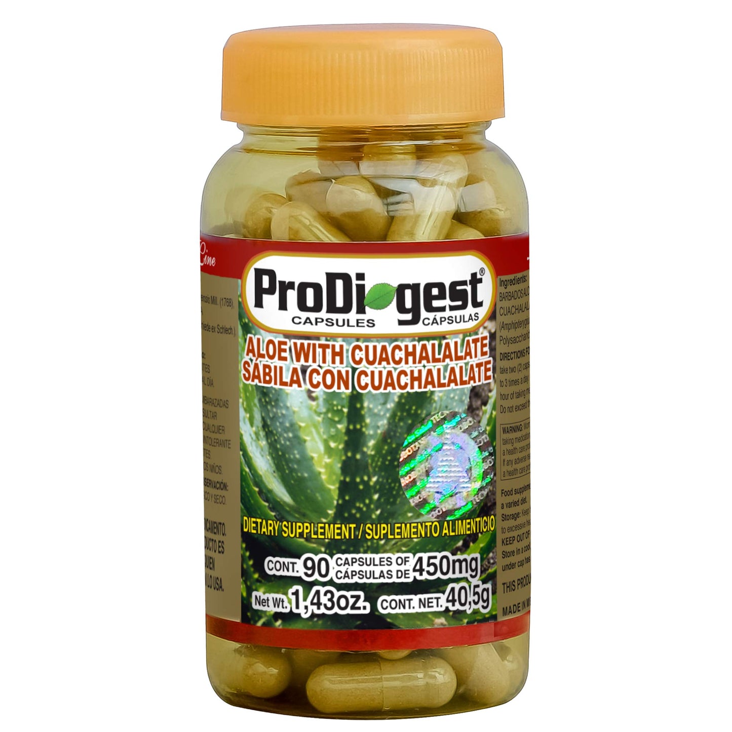 Cápsulas PRODIGEST ® sábila y cuachalalate frasco 90