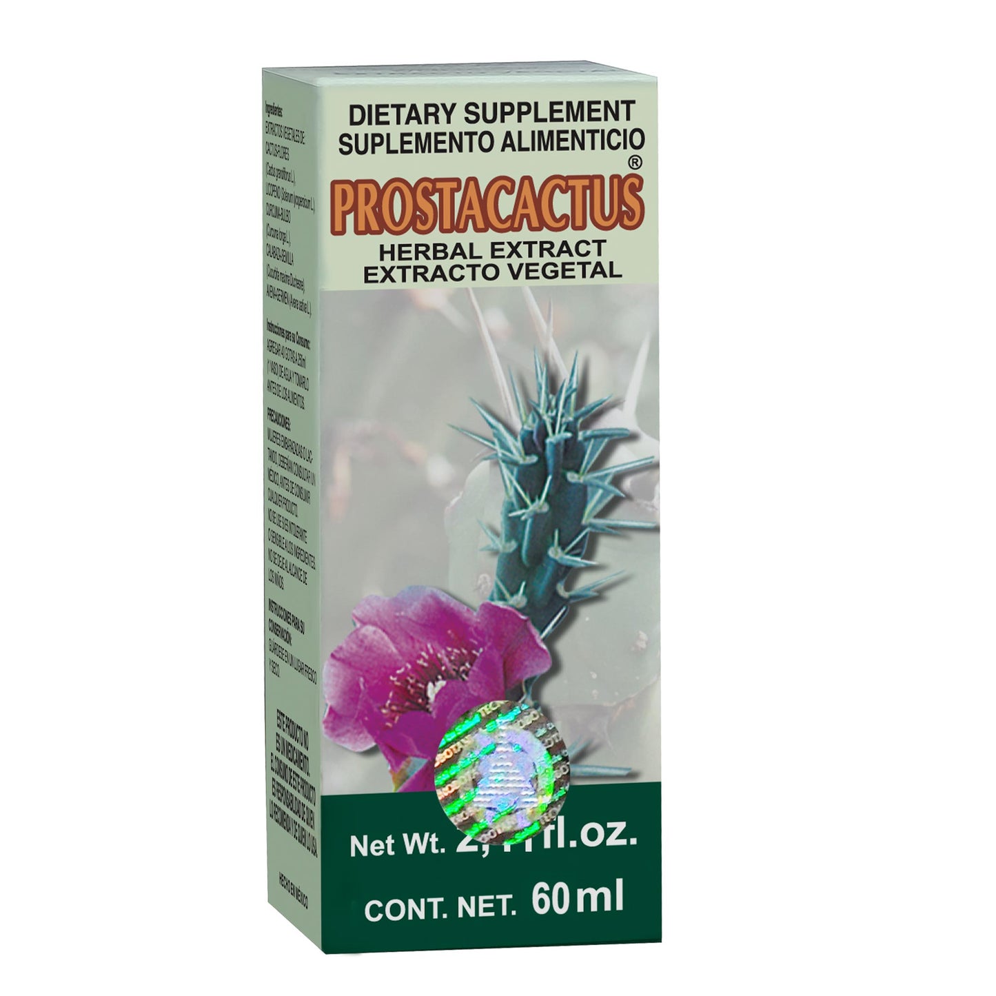 Extracto vegetal PROSTACACTUS ® flor de cactus compuesta caja frasco gotero 60ml