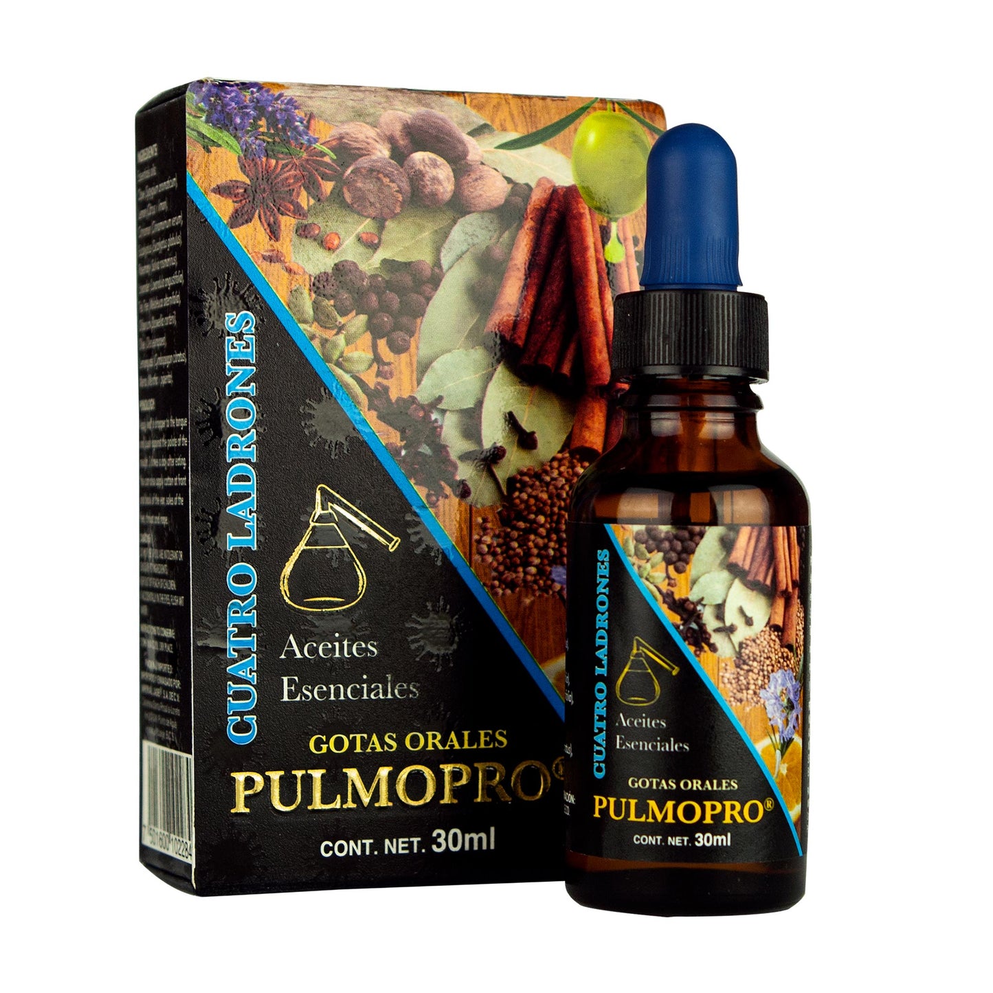Gotas orales PULMOPRO ® aceite de los cuatro ladrones frasco gotero 30ml