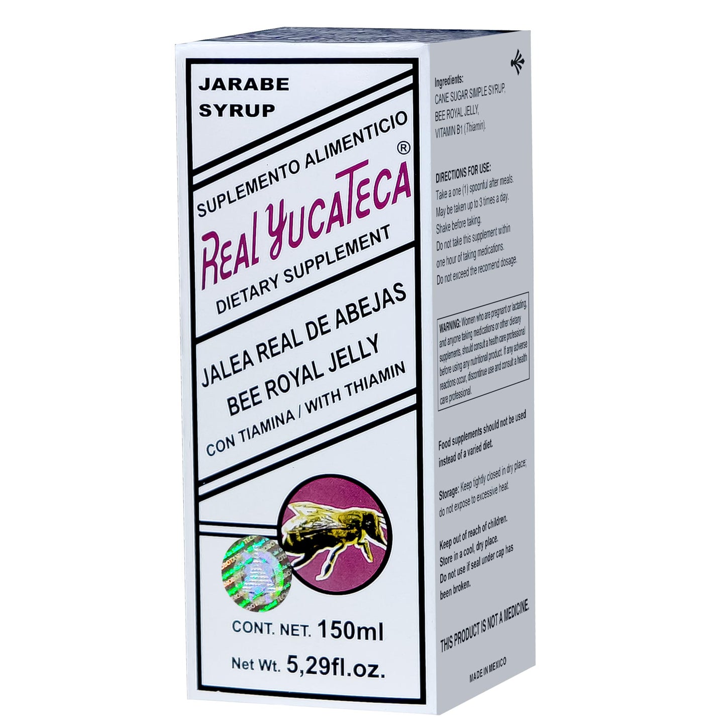 Jarabe REAL YUCATECA ® jalea real y tiamina caja frasco 150ml