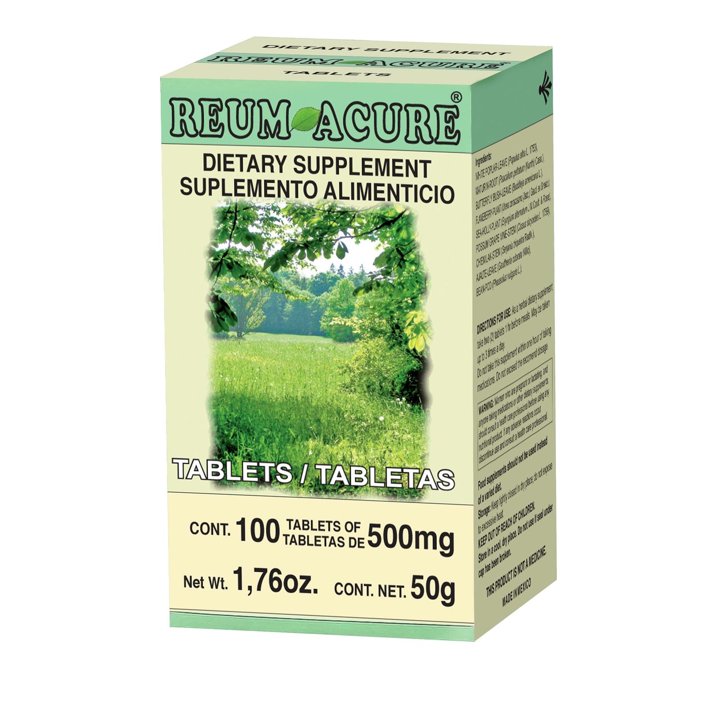 Tabletas REUMACURE ® abedul blanco compuesto caja frasco 100