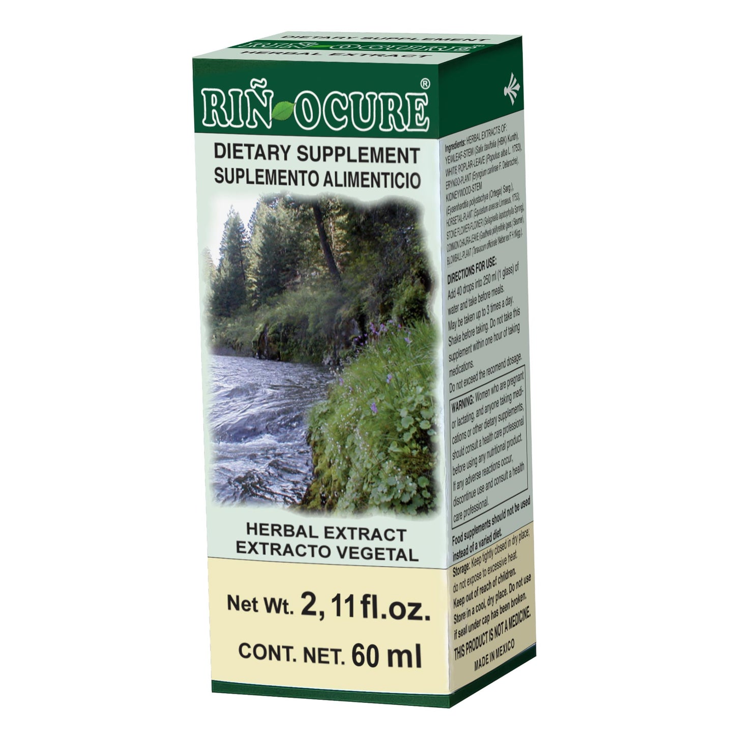 Extracto vegetal RIÑOCURE ® palo taray compuesto caja frasco gotero 60ml