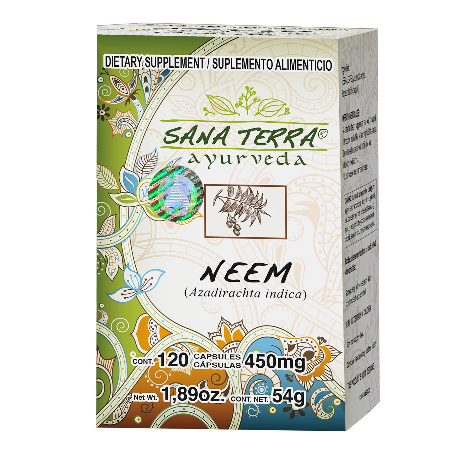 Cápsulas SANA TERRA ® neem caja frasco 120