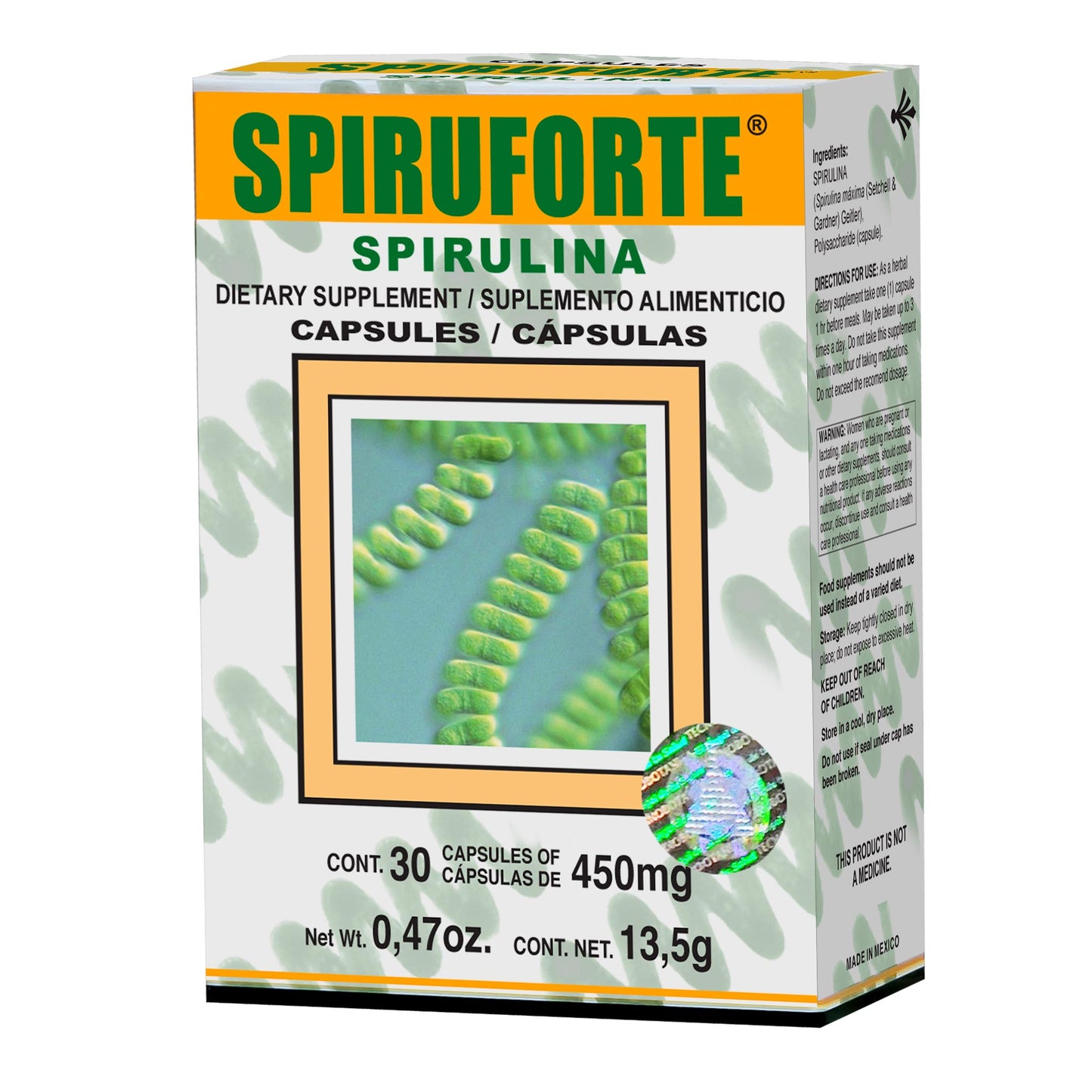 Cápsulas SPIRUFORTE ® spirulina caja blister 30
