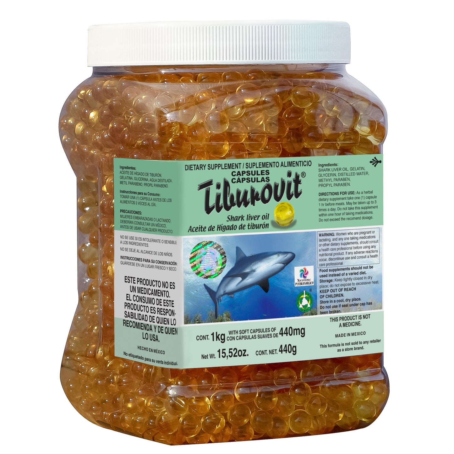 Cápsulas TIBUROVIT ® aceite de hígado de tiburón bote 1kg