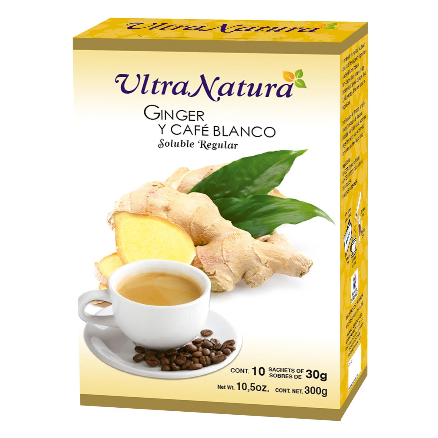 Café soluble ULTRANATURA ® café blanco y jengibre regular caja 300g