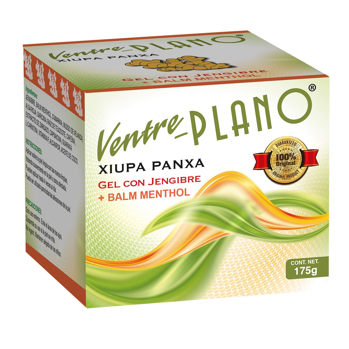 Gel corporal VENTRE PLANO ® jengibre más balm mentol caja tarro 175g