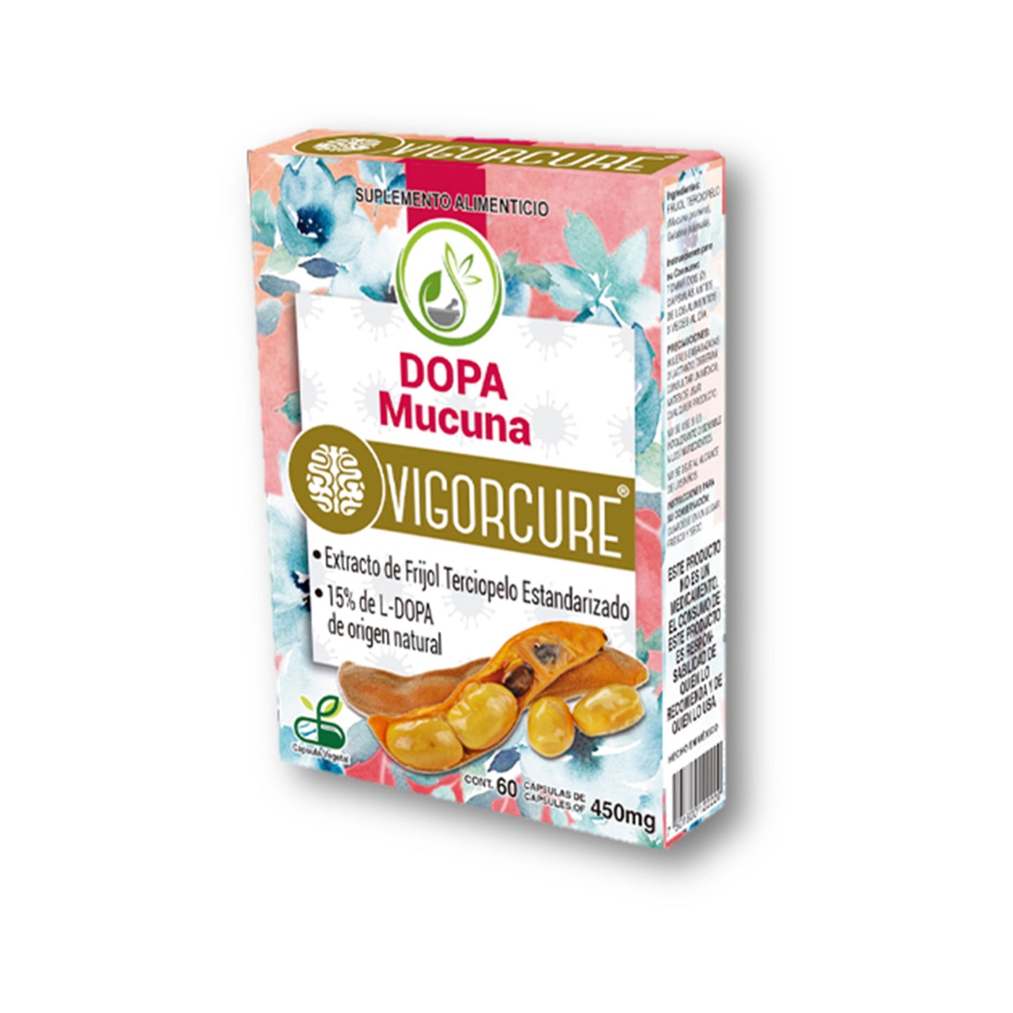 Cápsulas VIGORCURE ® dopa mucuna caja frasco 60