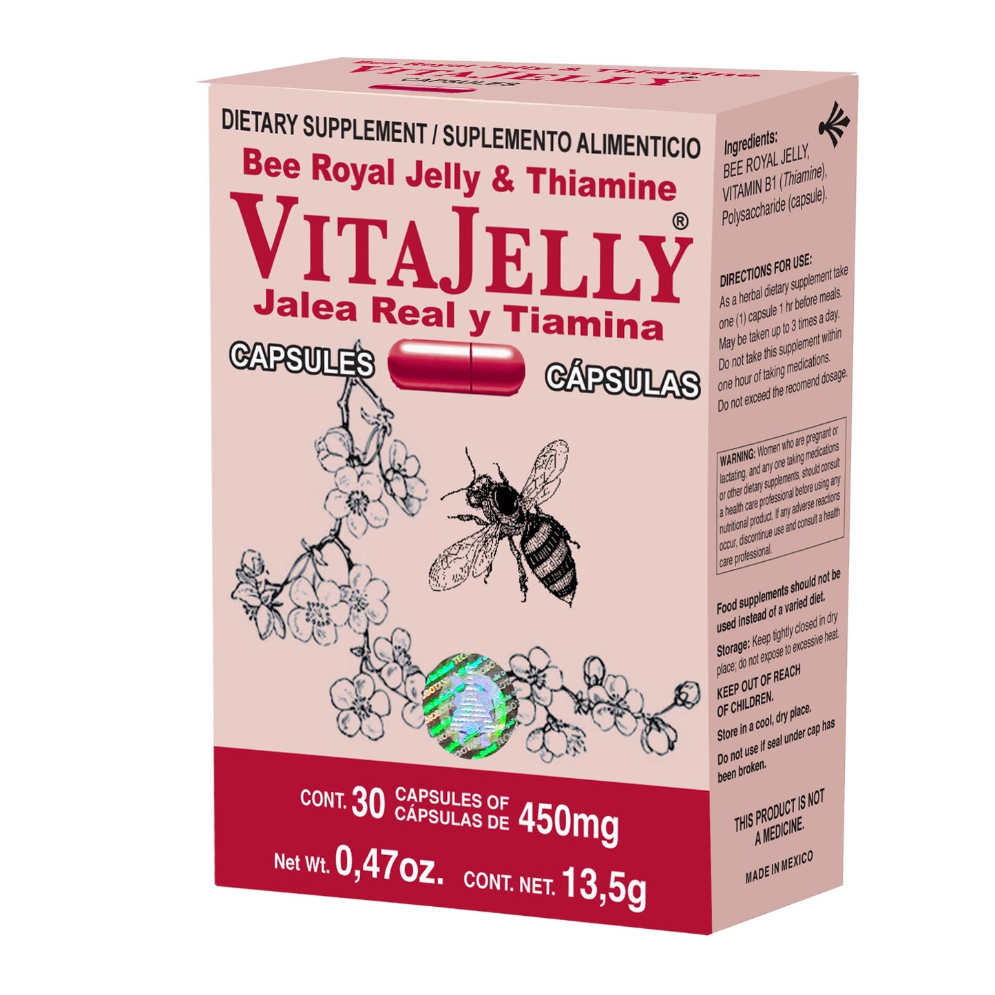 Cápsulas VITAJELLY ® jalea real y tiamina caja blister 30
