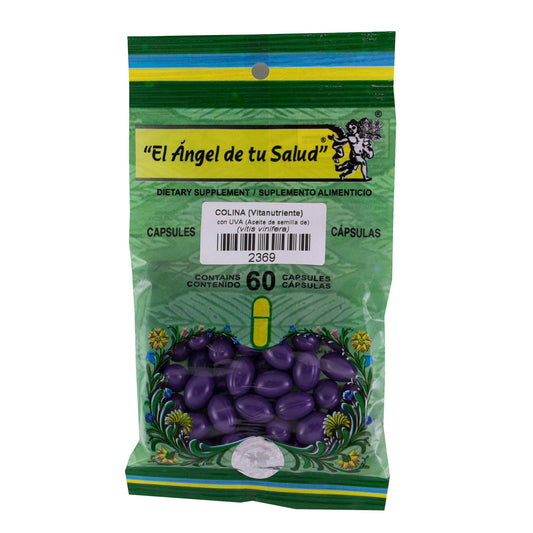 SEMILLA DE UVA con COLINA Aceites ™ Cápsula blanda bolsa verde 60