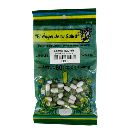 GINSENG INDIO raíz ™ Cápsula dura bolsa verde 60