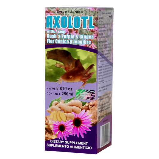 Jarabe AXOLOTL ® flor cónica con jengibre caja frasco 250ml