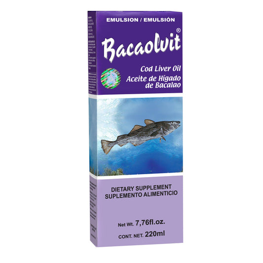 Emulsión BACAOLVIT ® aceite de hígado de bacalao caja frasco 220ml