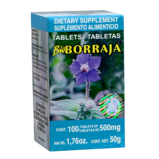 Tabletas BIOBORRAJA ® hojas de borraja caja frasco 100
