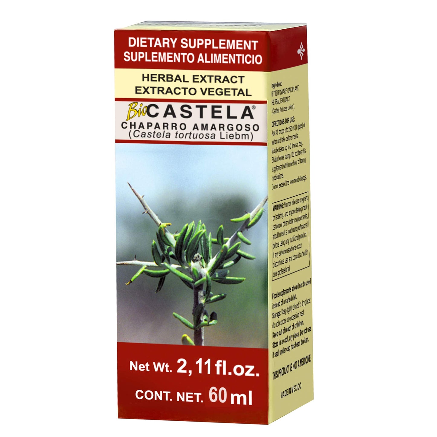 Extracto vegetal BIOCASTELA ® chaparro amargoso caja frasco gotero 60ml