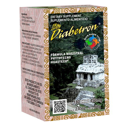 Cápsulas BIO DIABETRON ® fórmula magistral huasteco caja frasco 180