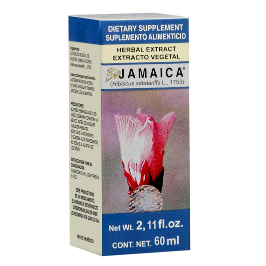 Extracto vegetal BIOJAMAICA ® flor de jamaica caja frasco gotero 60ml