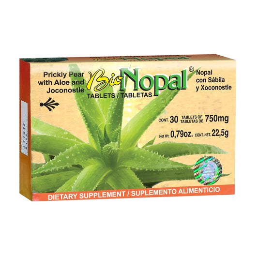 Tabletas BIONOPAL ® sábila, xoostle y nopal caja blister 30
